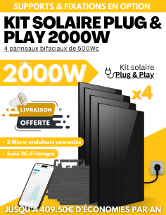 Kit solaire Plug & Play 2000W - 4 panneaux bifaciaux - Suivi WIFI intégré -  BeSolar!  | SoluSun