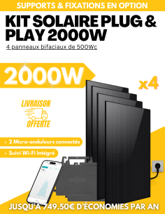 Kit solaire Plug & Play 2000W - 4 panneaux bifaciaux - Suivi WIFI intégré -  Solu'Sun  | SoluSun