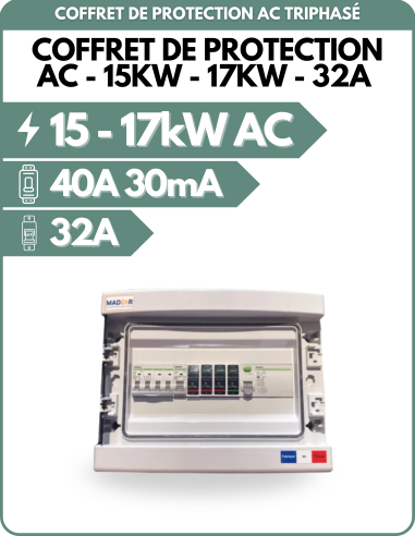 Coffret de protection AC 15-17kW - 32A - avec parafoudre - triphasé -    | SoluSun