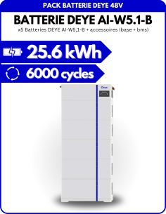 Pack de 5 Batteries DEYE AI-W5,1-B - 25.6 kWh -  Deye  | SoluSun
