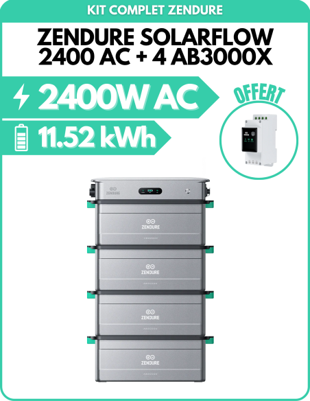 Kit batterie Zendure Solarflow 2400 AC + 4 AB3000X - 11.52kWh -  Zendure  | SoluSun