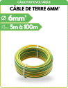 Câble de terre 6mm² 5m à 100m -    | SoluSun