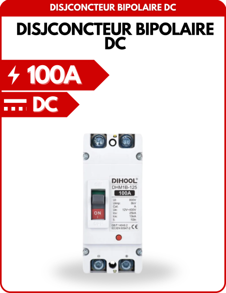 Disjoncteur Bipolaire DC pour protection batteries 100A -    | SoluSun