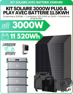 Kit Solaire 3000 Wc Plug and Play avec Batterie Zendure 11,52 kWh - Gestion des coupures de courant intégré -  Zendure  | SoluSu