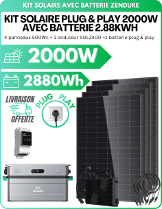 Kit Solaire 2000 Wc Plug & Play avec Batterie Zendure 2,88 kWh - Gestion des coupures de courant intégré -  Zendure  | SoluSun