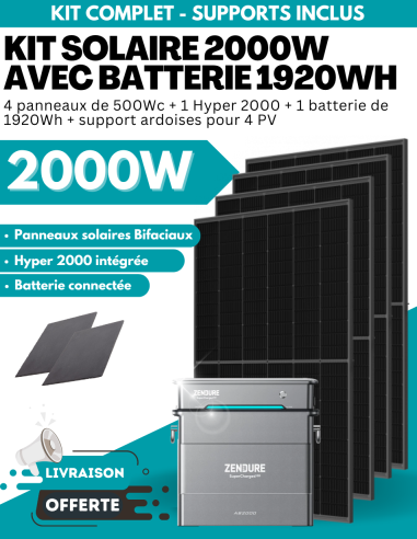 Kit Solaire Zendure 2000W prêt à brancher avec batterie évolutive jusqu'à 7680 Wh -  Zendure  | SoluSun