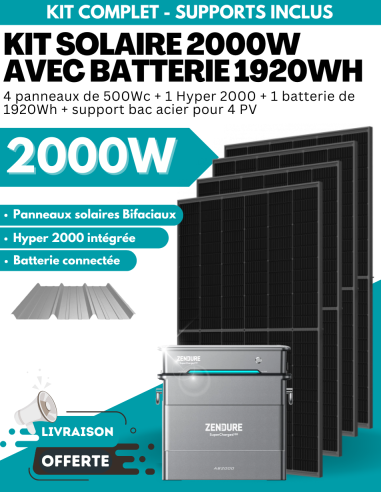 Kit Solaire Zendure 2000W prêt à brancher avec batterie évolutive jusqu'à 7680 Wh -  Zendure  | SoluSun