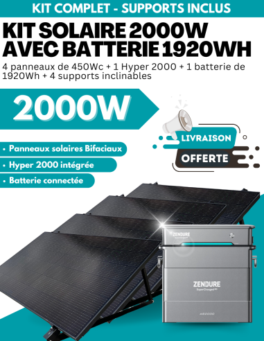 Kit Solaire Zendure 2000W prêt à brancher avec batterie évolutive jusqu'à 7680 Wh -  Zendure  | SoluSun