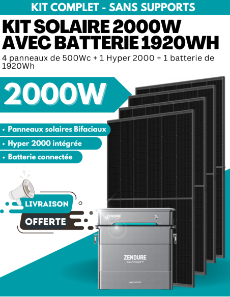 Kit Solaire Zendure 2000W prêt à brancher avec batterie évolutive jusqu'à 7680 Wh -  Zendure  | SoluSun