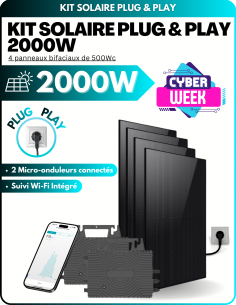 Kit solaire Plug & Play 2000W - 4 panneaux bifaciaux - Suivi WIFI intégré -  Solu'Sun  | SoluSun