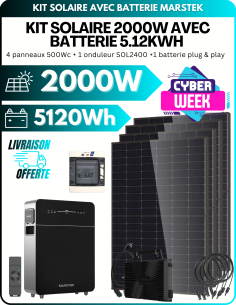 Kit Solaire 2000 Wc avec Batterie Marstek 5,12 kWh - Gestion des coupures de courant intégré -  Marstek  | SoluSun