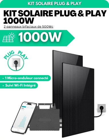 Kit solaire Plug & Play 1000W - 2 panneaux bifaciaux - Suivi WIFI intégré -  Solu'Sun  | SoluSun