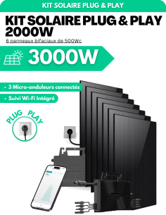Kit solaire Plug & Play 3000W - 6 panneaux bifaciaux - Suivi WIFI intégré -  Solu'Sun  | SoluSun