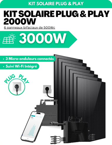 Kit solaire Plug & Play 3000W - 6 panneaux bifaciaux - Suivi WIFI intégré -  Solu'Sun  | SoluSun