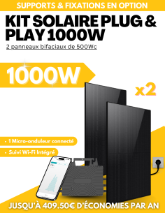 Kit solaire Plug & Play 1000W - 2 panneaux bifaciaux - Suivi WIFI intégré -  Solu'Sun  | SoluSun