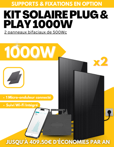 Kit solaire Plug & Play 1000W - 2 panneaux bifaciaux - Suivi WIFI intégré -  Solu'Sun  | SoluSun