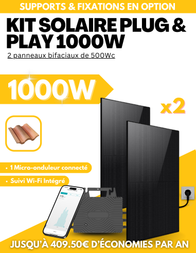 Kit solaire Plug & Play 1000W - 2 panneaux bifaciaux - Suivi WIFI intégré -  Solu'Sun  | SoluSun