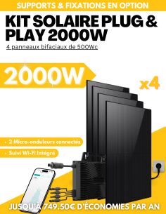 Kit solaire Plug & Play 2000W - 4 panneaux bifaciaux - Suivi WIFI intégré -  Solu'Sun  | SoluSun