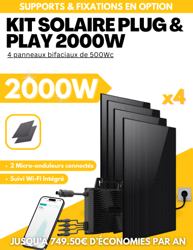 Kit solaire Plug & Play 2000W - 4 panneaux bifaciaux - Suivi WIFI intégré -  Solu'Sun  | SoluSun