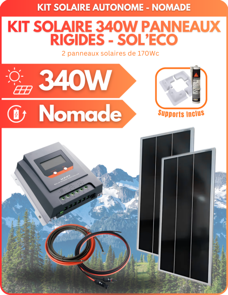 Kit solaire 340W pour camping car avec fixations -  Solu'Sun  | SoluSun