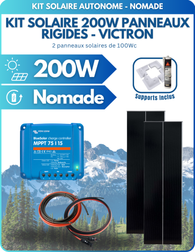 Kit solaire 200W pour camping car avec fixations / MPPT Victron -  Solu'Sun  | SoluSun