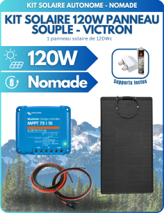 Kit solaire 120W panneau souple avec passe-toit / MPPT Victron -  Solu'Sun  | SoluSun