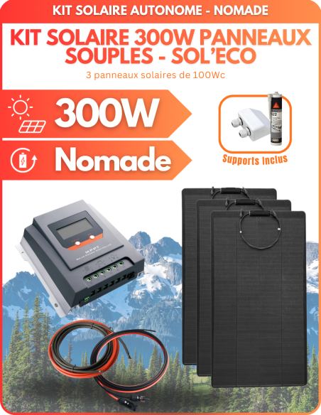 Kit solaire 300W panneaux souples avec passe-toit -  Solu'Sun  | SoluSun