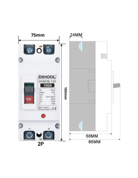 Coffret Isolant + Disjoncteur Bipolaire DC pour protection batteries 300A  | SoluSun
