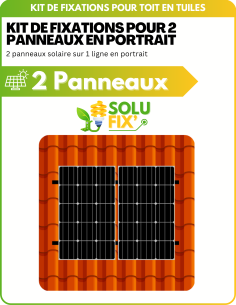 SoluFix' Kit de Fixation 2 panneaux solaires pour toit en tuile | Orientation : Portrait ou Paysage