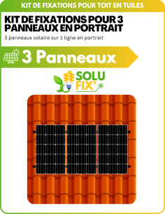 SoluFix' Kit de Fixation 3 panneaux solaires pour toit en tuile | Orientation : Portrait ou Paysage