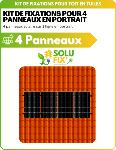 SoluFix' Kit de Fixation 4 panneaux solaires pour toit en tuile | Orientation : Portrait ou Paysage -  Solu'Sun  | SoluSun