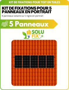 SoluFix' Kit de Fixation 5 panneaux solaires pour toit en tuile | Orientation : Portrait ou Paysage