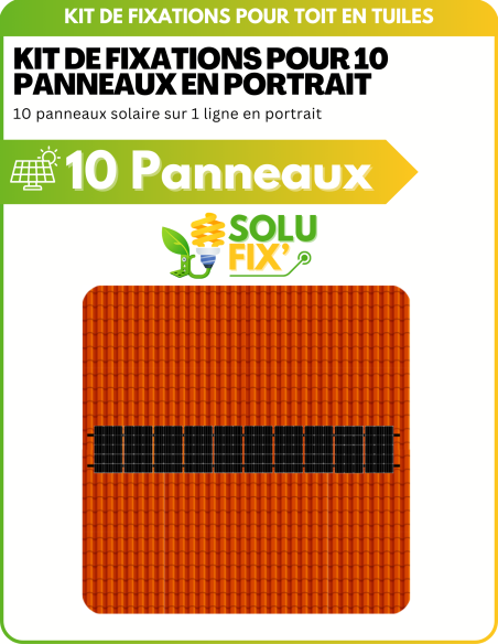 SoluFix' Kit de Fixation 10 panneaux solaires pour toit en tuile | Orientation : Portrait ou Paysage -  Solu'Sun  | SoluSun