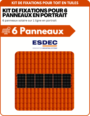Kit de Fixation 6 panneaux solaires pour toit en tuile | Orientation : Portrait -  ESDEC  | SoluSun