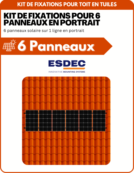 Kit de Fixation 6 panneaux solaires pour toit en tuile | Orientation : Portrait -  ESDEC  | SoluSun