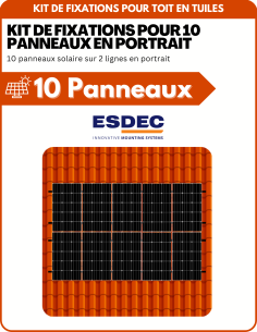 Kit de Fixation 10 panneaux solaires pour toit en tuile sur 2 lignes | Orientation : Portrait -  ESDEC  | SoluSun