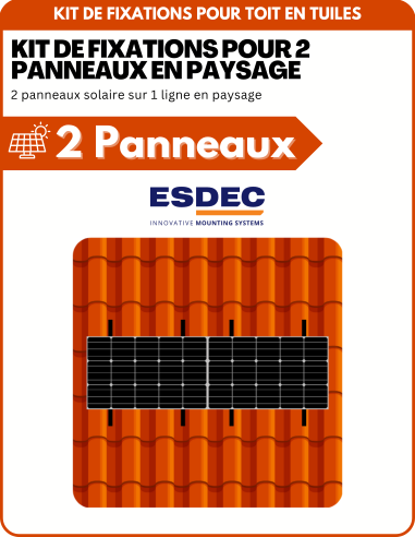 Kit de Fixation 2 panneaux solaires pour toit en tuile | Orientation : Paysage -  ESDEC  | SoluSun