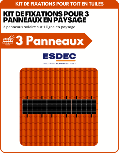 Kit de Fixation 3 panneaux solaires pour toit en tuile | Orientation : Paysage -  ESDEC  | SoluSun