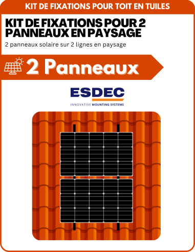 Kit de Fixation 2 panneaux solaires pour toit en tuile sur 2 lignes | Orientation : Paysage -  ESDEC  | SoluSun