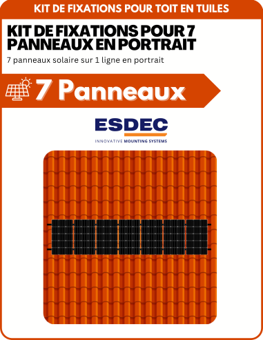 Kit de Fixation 7 panneaux solaires pour toit en tuile | Orientation : Portrait -  ESDEC  | SoluSun