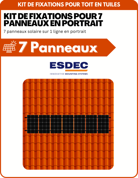 Kit de Fixation 7 panneaux solaires pour toit en tuile | Orientation : Portrait -  ESDEC  | SoluSun