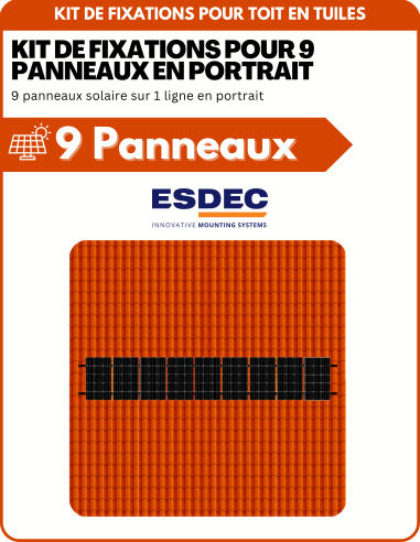 Kit de Fixation 9 panneaux solaires pour toit en tuile | Orientation : Portrait -  ESDEC  | SoluSun