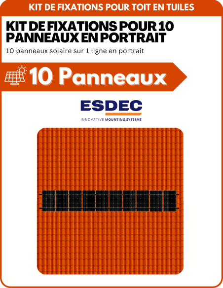 Kit de Fixation 10 panneaux solaires pour toit en tuile | Orientation : Portrait -  ESDEC  | SoluSun