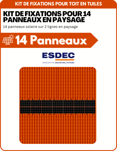 Kit de Fixation 14 panneaux solaires pour toit en tuile sur 2 lignes | Orientation : Paysage -  ESDEC  | SoluSun