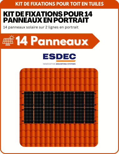 Kit de Fixation 14 panneaux solaires pour toit en tuile sur 2 lignes | Orientation : Portrait -  ESDEC  | SoluSun