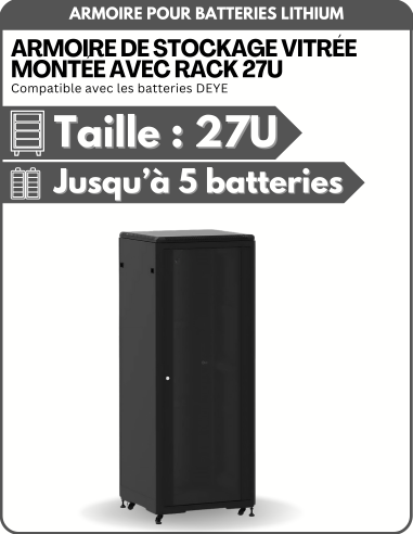 Armoire / Baie 27U avec porte vitrée pour batterie rackable 600 x 800 -  Solu'Sun  | SoluSun