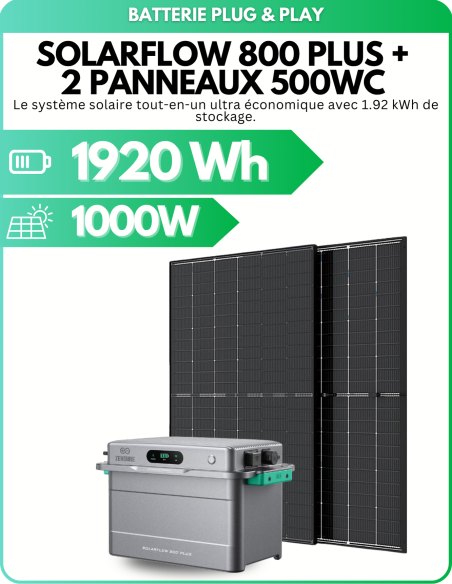 Kit solaire plug and play 1000W avec batterie 1,92 kWh - Evolutif jusqu'à 11,52 kWh -  Zendure  | SoluSun