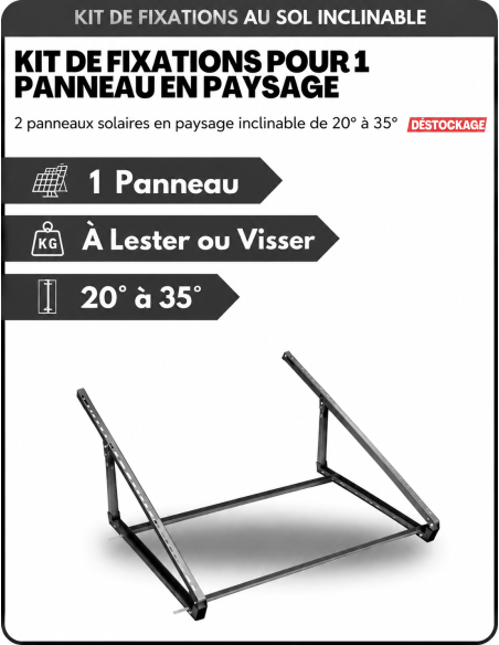 Support au sol, mural ou balcon pour 1 panneau solaire inclinable de 20° à 35° -  Solu'Sun  | SoluSun