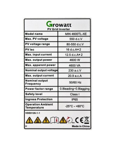 Onduleur Solaire Growatt MIN 4600TL-XH - 4600W - Double MPPT -  Growatt  | SoluSun